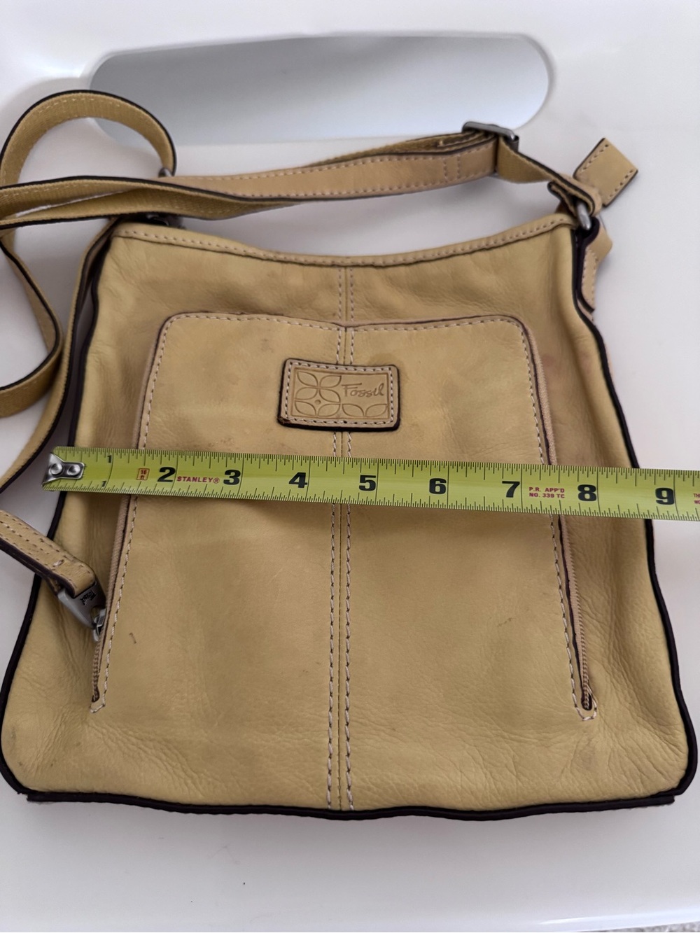 Fossil Butter Yellow Leather Crossbody Bag Y2K Vintage Soft Leather Boho Festiva - Picture 12 of 14